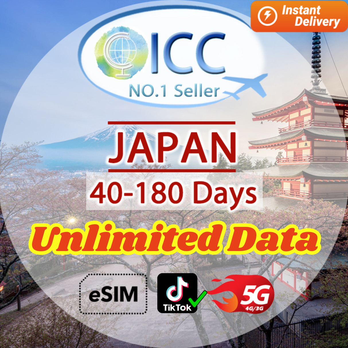 ICC eSIM - Japan 40-180 Days Unlimited Data (SoftBank)丨Japan Local Package