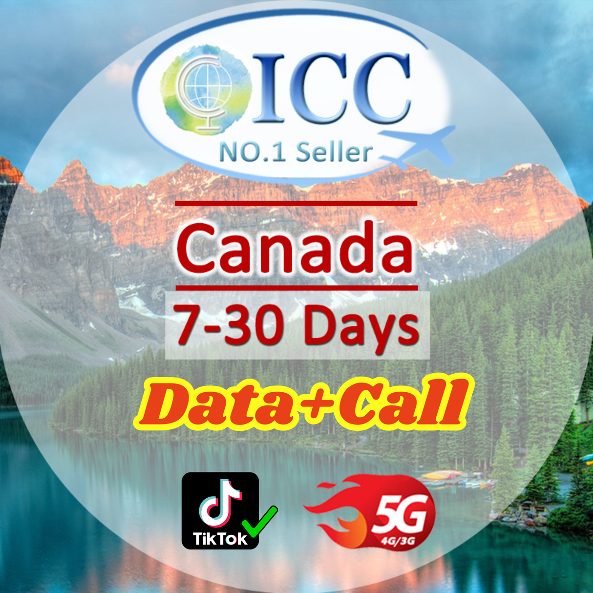 ICC SIM Card - Canada 7-30 Days Data + Local Call
