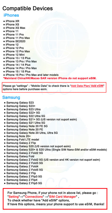 ICC eSIM - China Mainland, HK 3-30 Days Unlimited Data - China Mobile Netowork (24/7 auto deliver eSIM )/Can top up Reuse