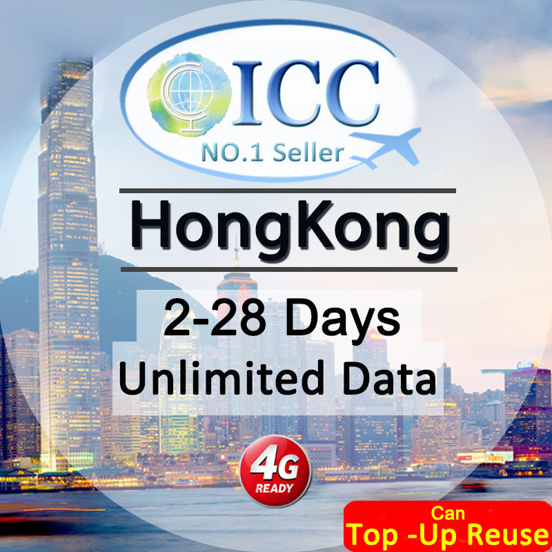 ICC SIM Card - HongKong (HK) 1-30 Days Unlimited Data (Can top up reuse)