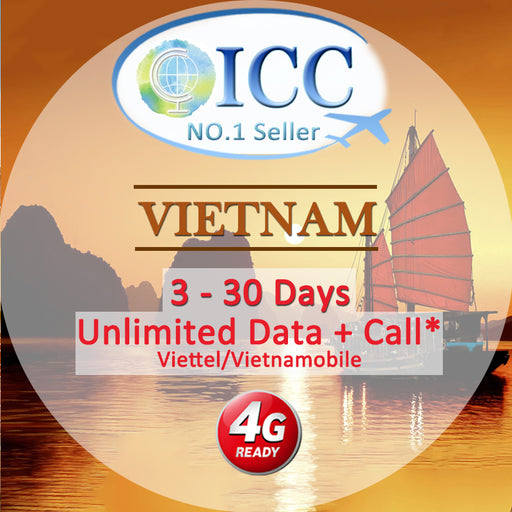 ICC SIM Card - Vietnam 3-30 Days Data + Call*