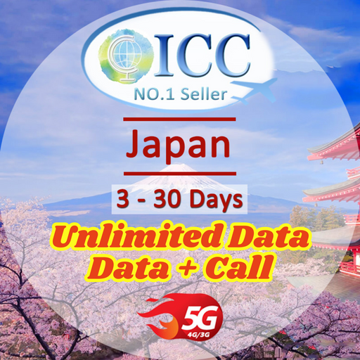 ICC SIM Card- Japan 3-30 Days Data SIM| Data+Call| Unlimited Data| KDDI/Softbank Dual Network| Daily Plan Can top up and reuse