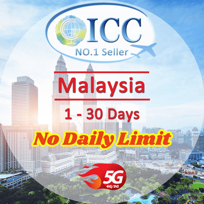 ICC SIM Card - Malaysia 1-30 Days Unlimited 5G/4G Data (No daily limit*)