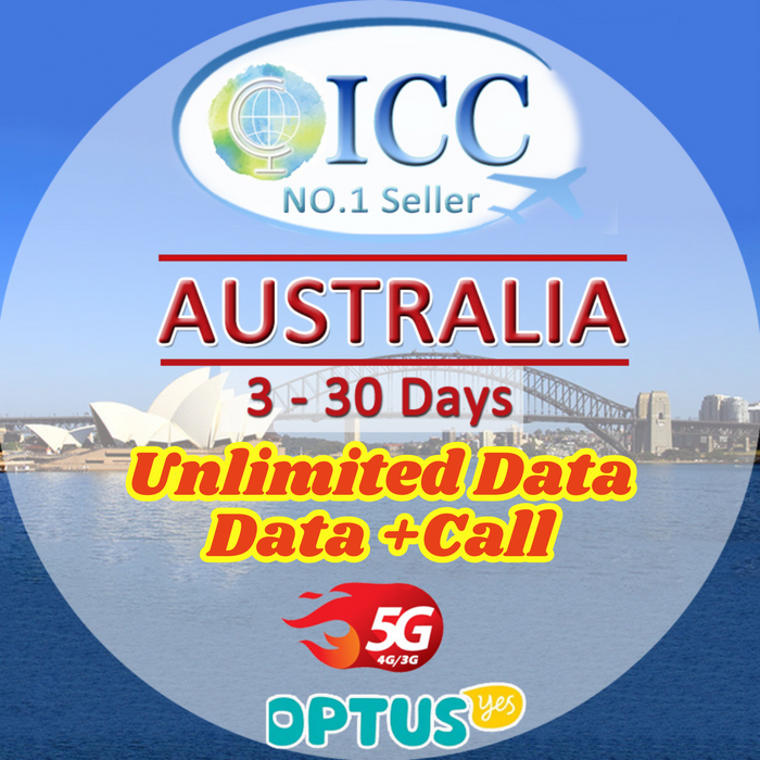 ICC SIM Card - Australia 3-30 Days Data + Call*/Optus (Self-activate)