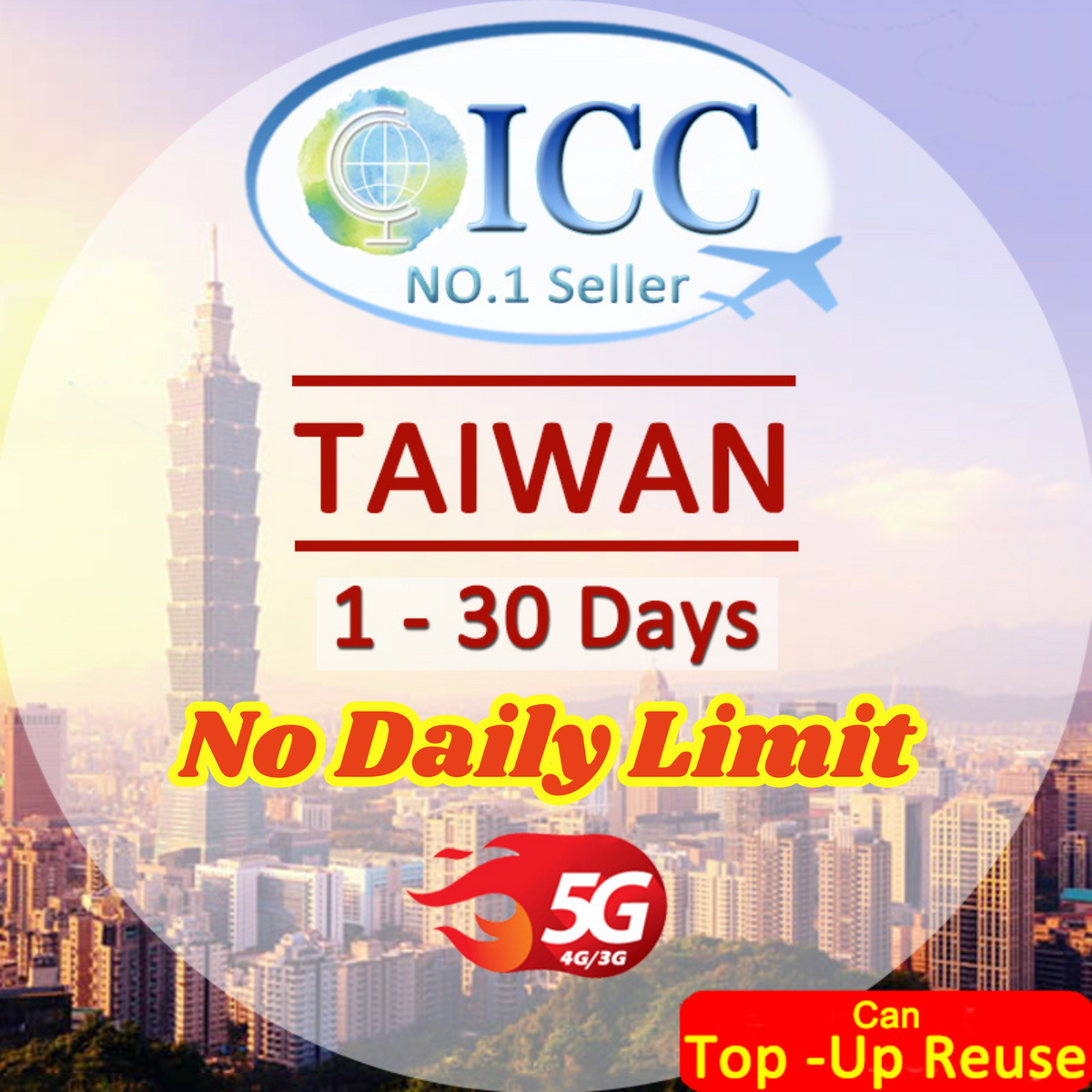 ICC SIM Card - Taiwan 1-30 Days Unlimited Data |No Daily Limit|Can top ...