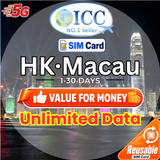 ICC SIM Card - HK & Macau 1-28 Days Unlimited Data