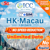 ICC eSIM - HK & Macau 1-30 Days Unlimited Data *No Registration Required*