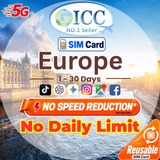 ICC SIM Card - Europe (EU-D+) 1-30 Days No Daily Limit - Include Balkans