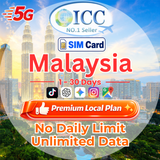 ICC SIM Card - Malaysia 1-30 Days Total High Speed + Unlimited Data (No daily limit)- Can use Tiktok