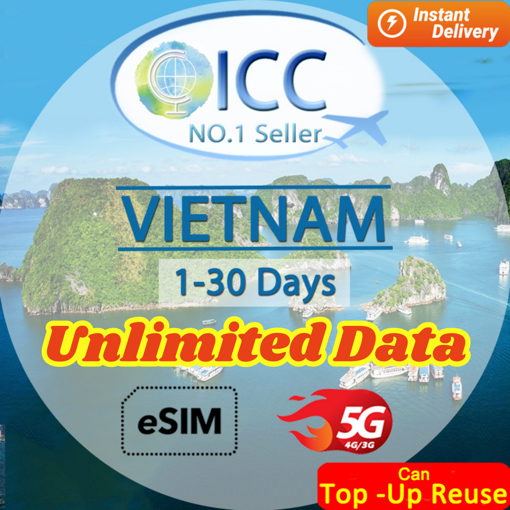 ICC eSIM - Vietnam 1-30 Days Unlimited Data |Can Top up reuse