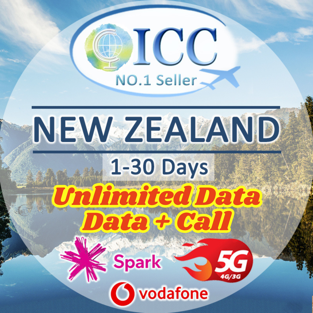 ICC SIM Card - New Zealand 1-30 Days Unlimited Data│Data + Call*