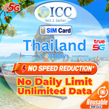 ICC SIM Card - Thailand 1-30 Days Total High Speed + Unlimited Data (No daily limit)- Can Top Up Reuse