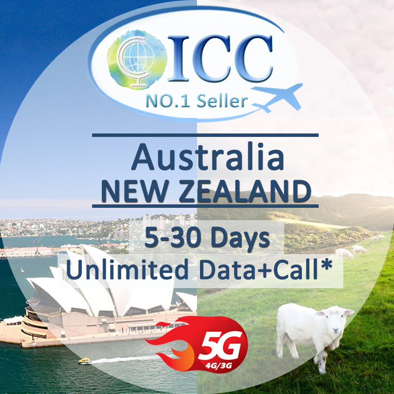 ICC SIM Card - Australia & New Zealand 5-30 Days Unlimited Data + Call ...