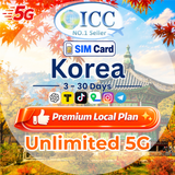 ICC SIM Card - Korea 3-30 Days Data SIM │ Unlimited 5G/4G Data - SKT Local SIM │ Can use Tiktok