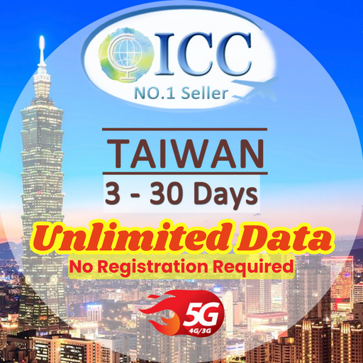 ICC SIM Card - Taiwan 3-30 Days Unlimited Data| No registration required| Daily Data| Unlimited 5G/4G