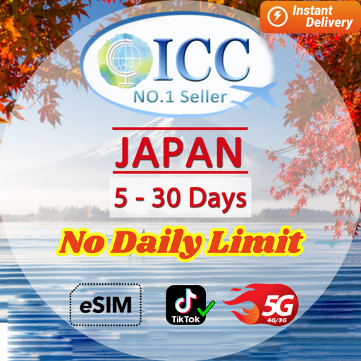 ICC eSIM - Japan 5-30 Days Unlimited Data (IIJ-Docomo Network)
