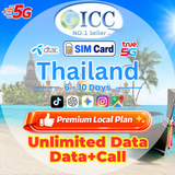 ICC SIM Card - Thailand 6-10 Days Unlimited Data - Truemove/AIS/DTAC