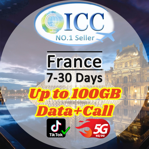 ICC SIM Card - France 7-30 Days 20GB/50GB/100GB Data + Local Call + Int'l Call