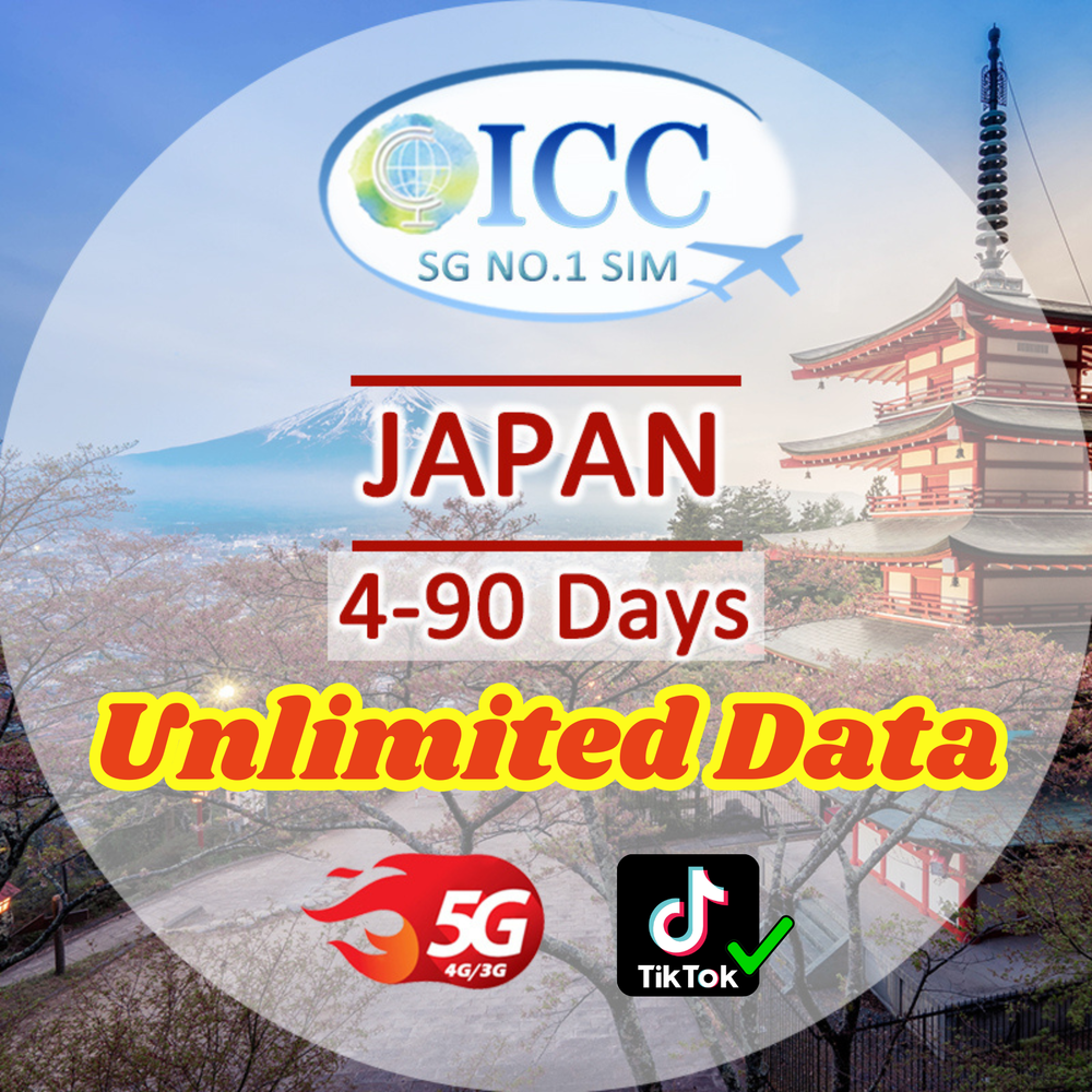 ICC SIM Card - Japan 4-90 Days Unlimited Data - Softbank