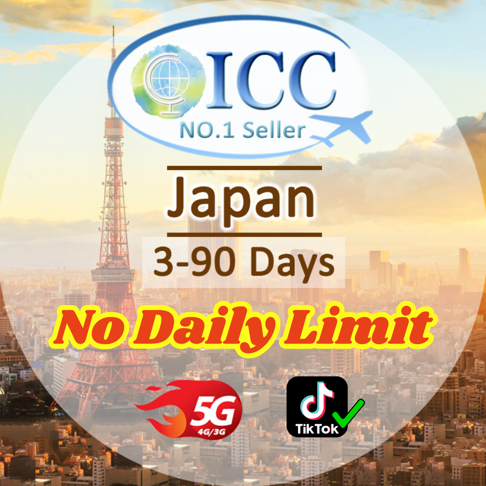 ICC SIM Card - Japan 3-90 Days 10GB-30GB High Speed Data |Softbank\ Network|Can use Tiktok