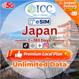 ICC eSIM - Japan 1-180 Days Unlimited Data| SoftBank Network| Can use Tiktok丨Japan Local Package