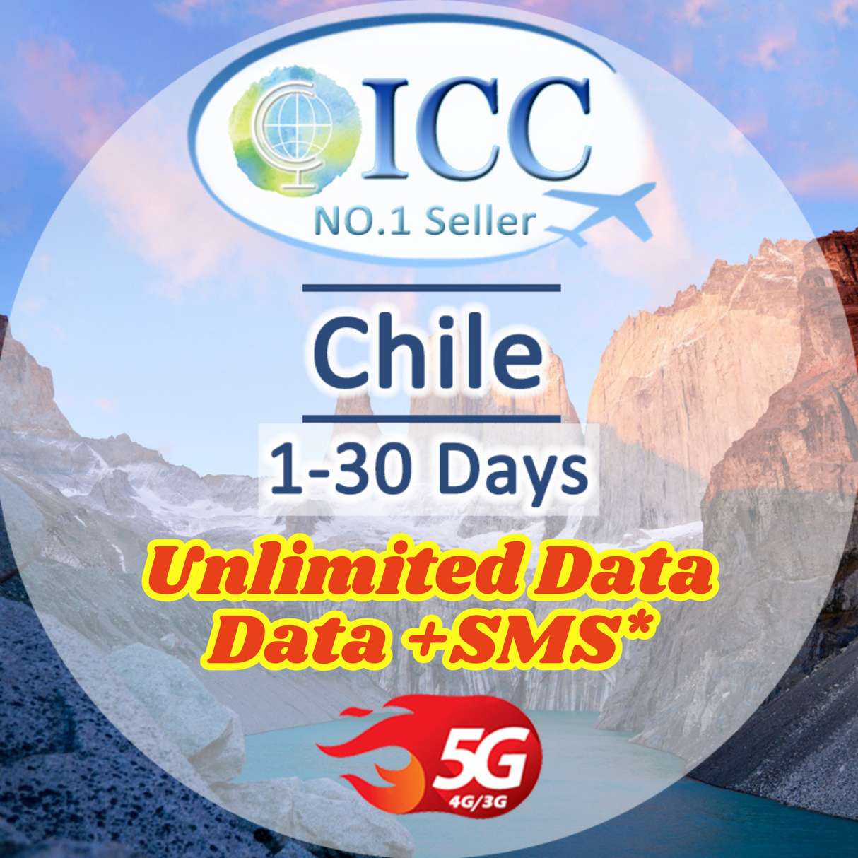 ICC SIM Card - Chile 1-30 Days SIM Card丨Unlimited Data丨Data+SMS*丨Daily Plan can top up reuse