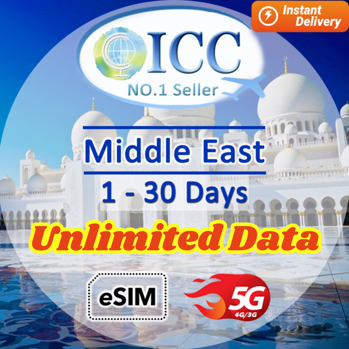 ICC eSIM - Middle East 1-30 Days Unlimited Data