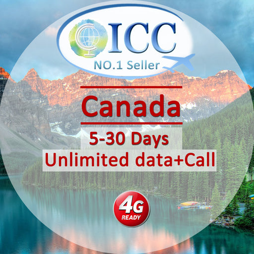 ICC SIM Card - Canada 5-30 Days Unlimited 4G Data + Local Call