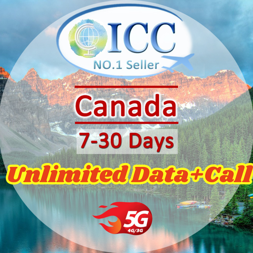 ICC SIM Card - Canada7-30 Days Unlimited Data + Local Call