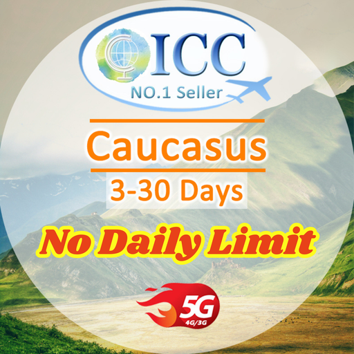 ICC SIM Card - Caucasus (Armenia, Azerbaiian, Georgia) 3-30 Days Data | No Daily Limit| Can use Tiktok