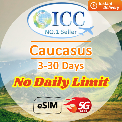 ICC eSIM - Caucasus (Armenia, Azerbaiian, Georgia) 3-30 Days Data | No Daily Limit| Can use Tiktok