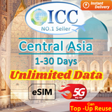 ICC eSIM - Central Asia 1-30 Days Unlimited Data (Kazakhstan, Uzbekistan, Kyrgyzstan,Tajikistan*)