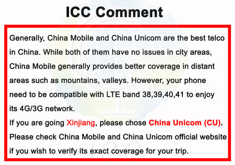 ICC eSIM China Mainland 3-30 Days Unlimited Data| China Unicom Network| Good for Xinjiang