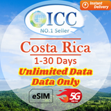 ICC eSIM - Costa Rica 1-30 Days Data│Unlimited Data│Daily plan can top up reuse