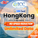 ICC SIM Card - HongKong (HK) 1-30 Days Unlimited Data (Can top up reuse)