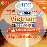 ICC eSIM - Vietnam 1-30 Days Data SIM| Data+Call* | Local Network| Local plan can use Tiktok