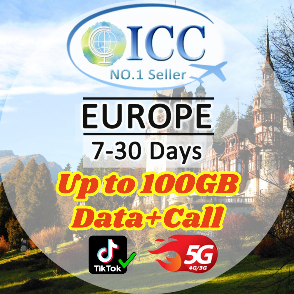 ICC SIM Card - Europe EU-C 7-30 Days 20GB/50GB/100GB 5G/4G Data + Local Call + Int'l Call┃Best Coverage