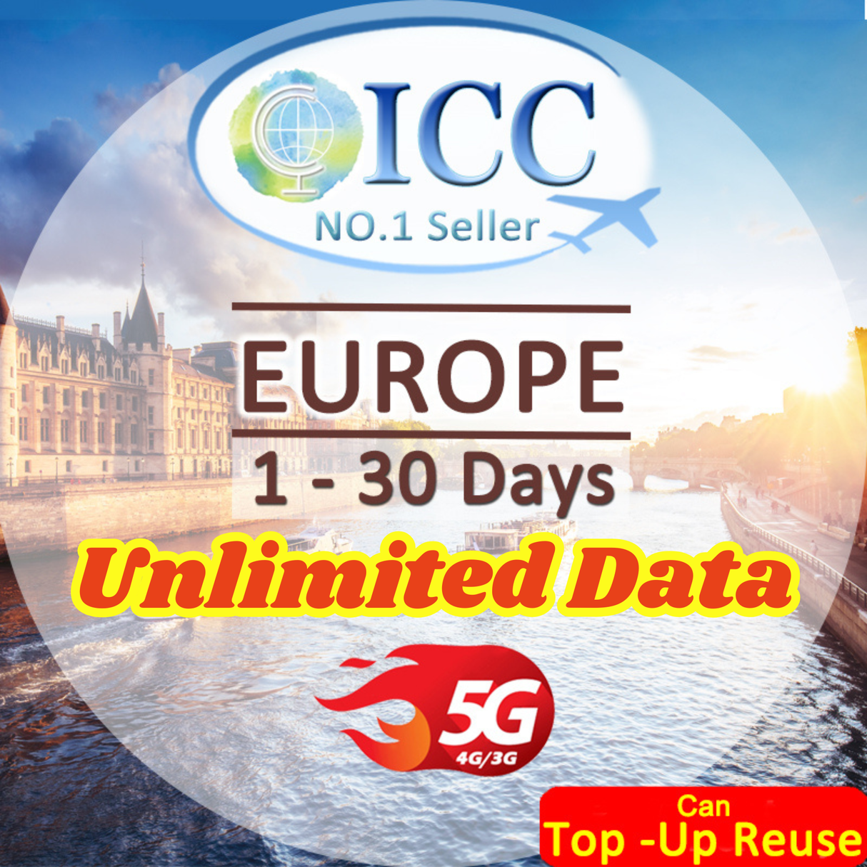 ICC SIM Card - Europe EU-D 1-30 Days Unlimited Data (Daily Data Plan)- Include Turkey/Balkans*