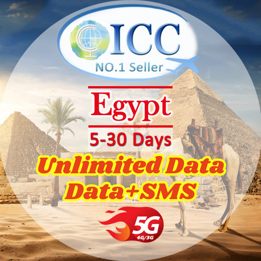 ICC SIM Card - Egypt 5-30 Days SIM Card| Data+SMS*| Unlimited Data| Can top up reuse