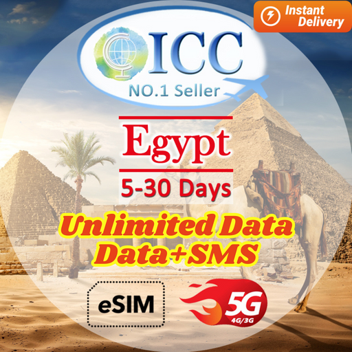 ICC eSIM - Egypt 5-30 Days | Unlimited Data| Data+SMS*| Daily plan Can top up reuse