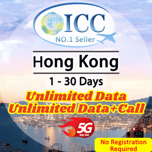 ICC SIM Card - HK 1-30 Days Unlimited Data| Data + Call| No registration required