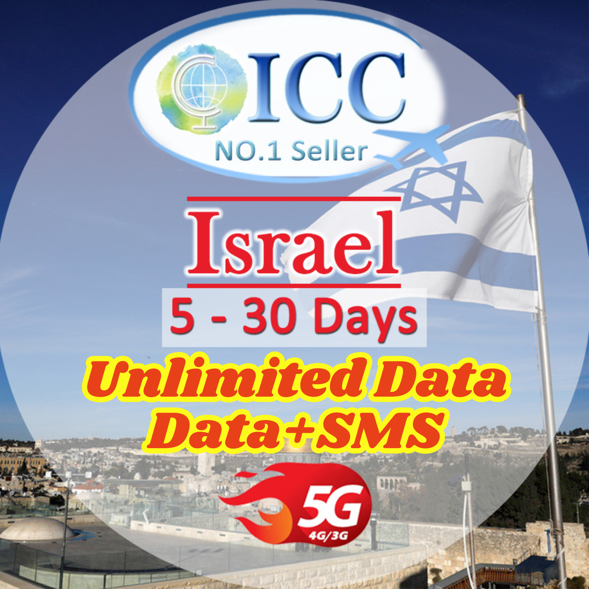 ICC SIM Card - Israel 5-30 Days Data| Data+SMS*| Unlimited Data| Data+ ...
