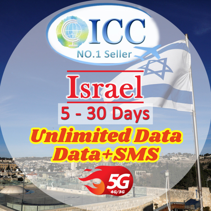 ICC SIM Card - Israel 5-30 Days Data| Data+SMS*| Unlimited Data| Data+SMS* can use Tiktok