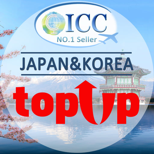 ICC-Top Up- Japan & Korea 1- 30 Days Unlimited Data| Total Data| No Daily Limit| Calendar Days Package