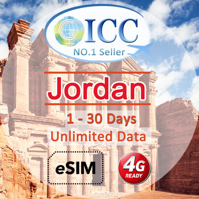 ICC eSIM - Jordan 1-30 Days Unlimited Data SIM (24/7 auto deliver eSIM )