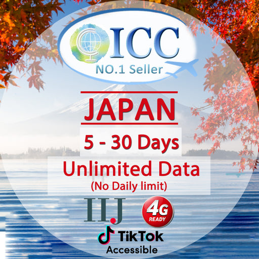 ICC SIM Card - Japan 5-30 Days Unlimited Data - IIJ (No Daily Limit)