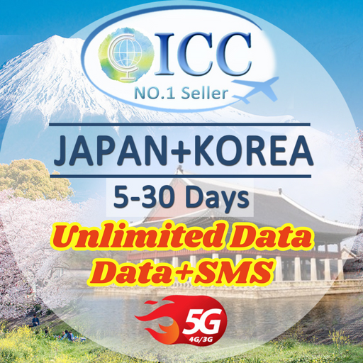 ICC SIM Card - Japan & Korea 5-30 Days Unlimited Data - Softbank / SKT