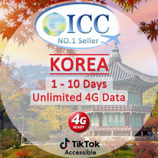 ICC SIM Card - Korea 3-10 Days Unlimited 4G Data - SKT Telecom Local SIM