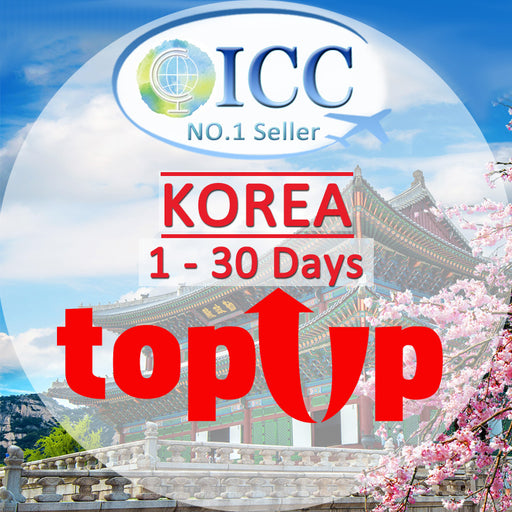 ICC-Top Up- South Korea 1-30 Days Unlimited Data| No Daily Limit | SKT/KT network| Calendar Days Package