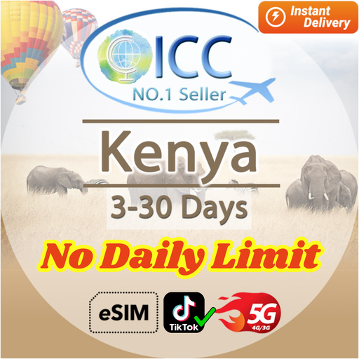 ICC eSIM - Kenya 3-30 Days Data | No Daily Limit| Can use Tiktok